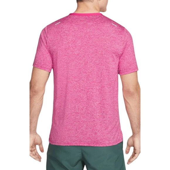 Nike Dri-FIT Mens Size XL Rise 365 Running Shirt Hi Viz Reflective Heather Pink - Picture 3 of 11